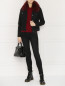 Куртка из темного денима с меховой отделкой Luisa Spagnoli  –  МодельОбщийВид
