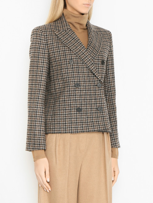 Полупальто из шерсти с узором "Клетка" Weekend Max Mara - МодельВерхНиз
