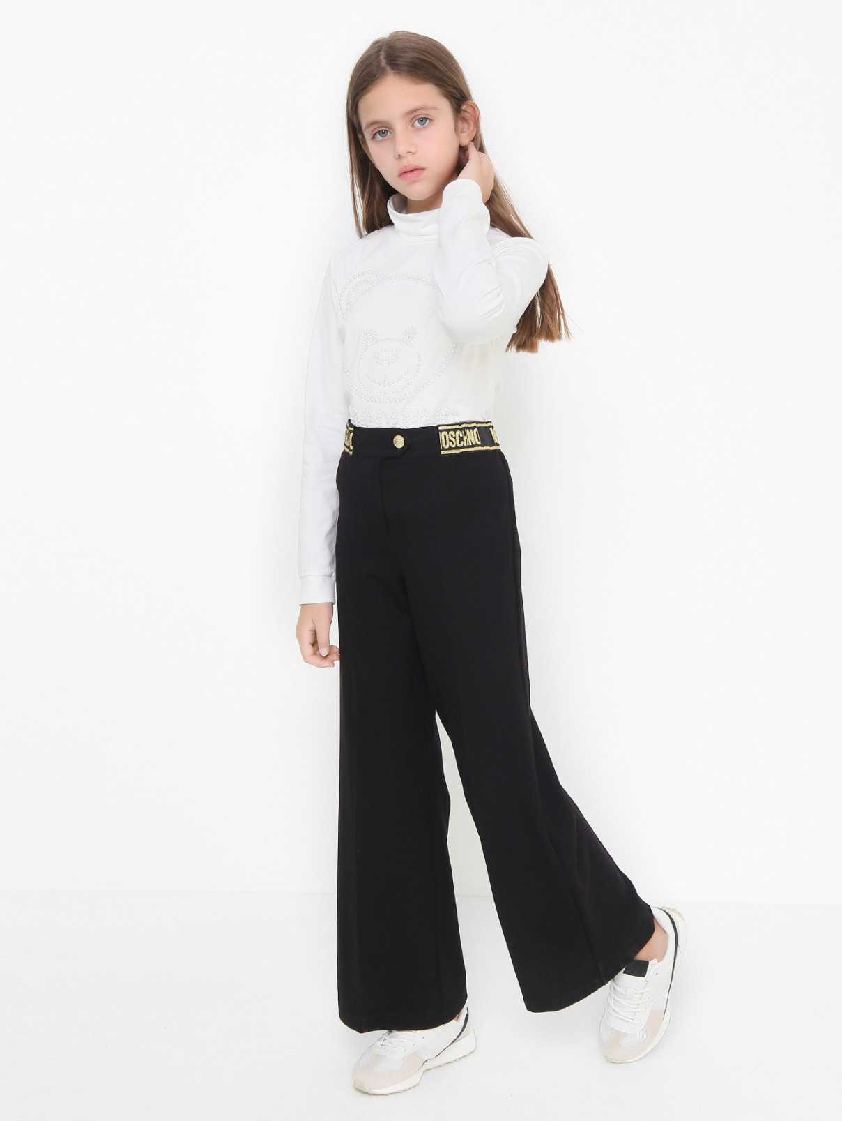 Трикотажные брюки со стрелками Moschino Kid  –  МодельОбщийВид  – Цвет:  Черный