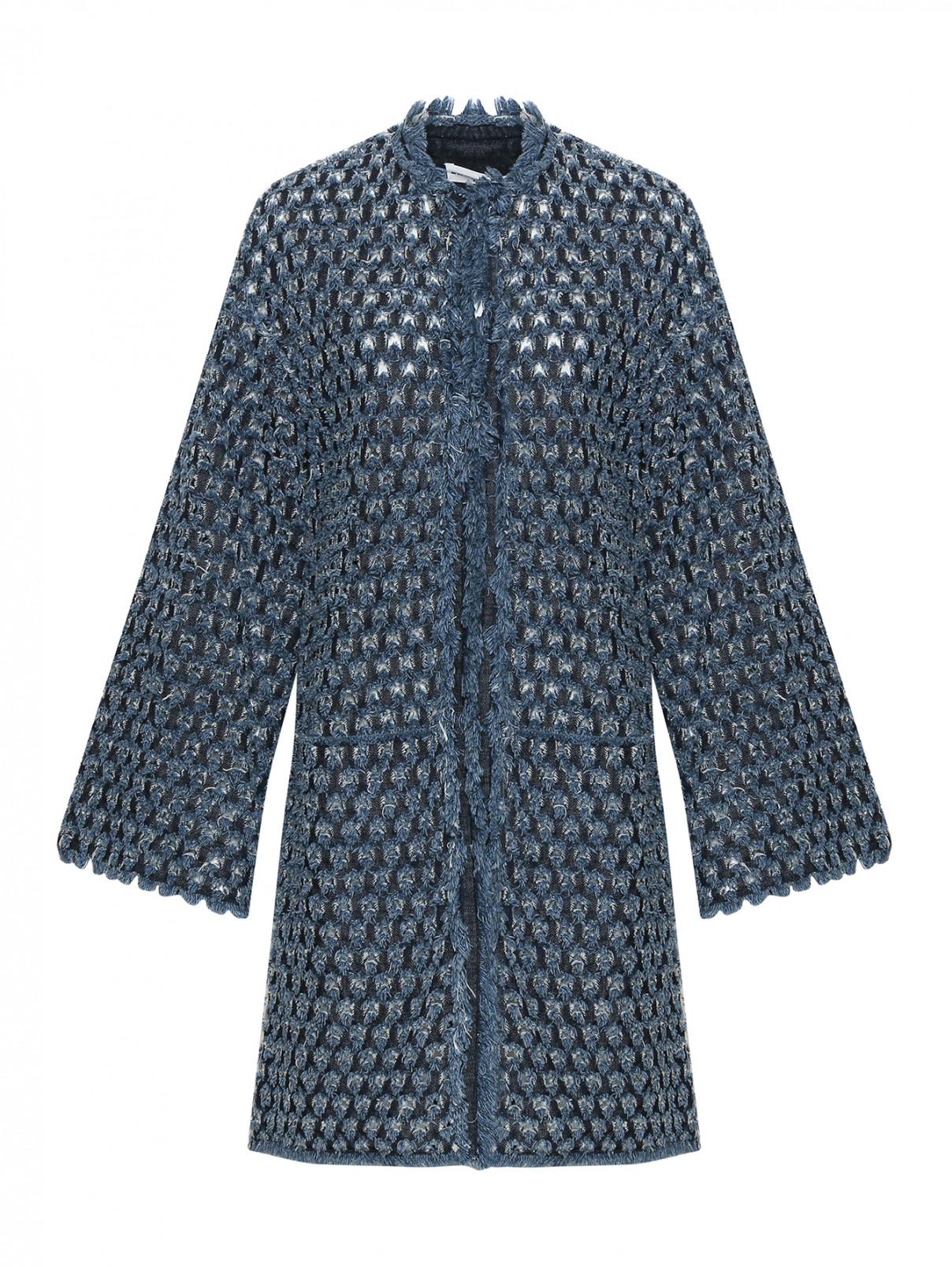 Пальто из денима с узором Sonia Rykiel  –  Общий вид  – Цвет:  Синий