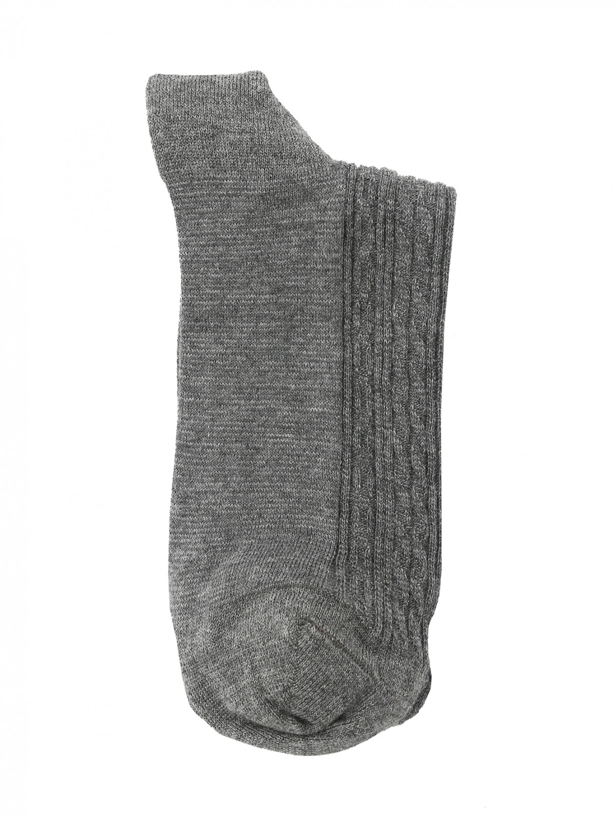 Носки из хлопка с узором "полоска" ALTO MILANO  –  Общий вид  – Цвет:  Серый