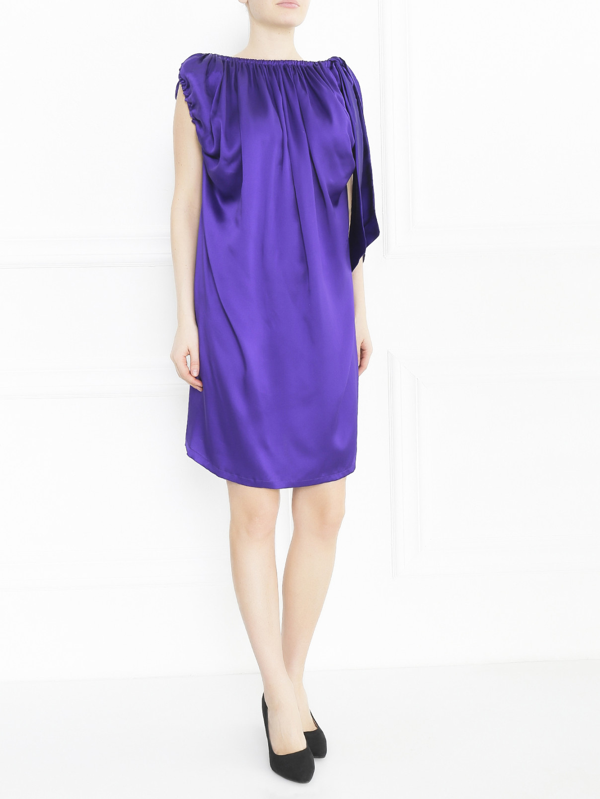 Платье-мини из шелка с драпировкой Anglomania by V.Westwood  –  Модель Общий вид  – Цвет:  Фиолетовый