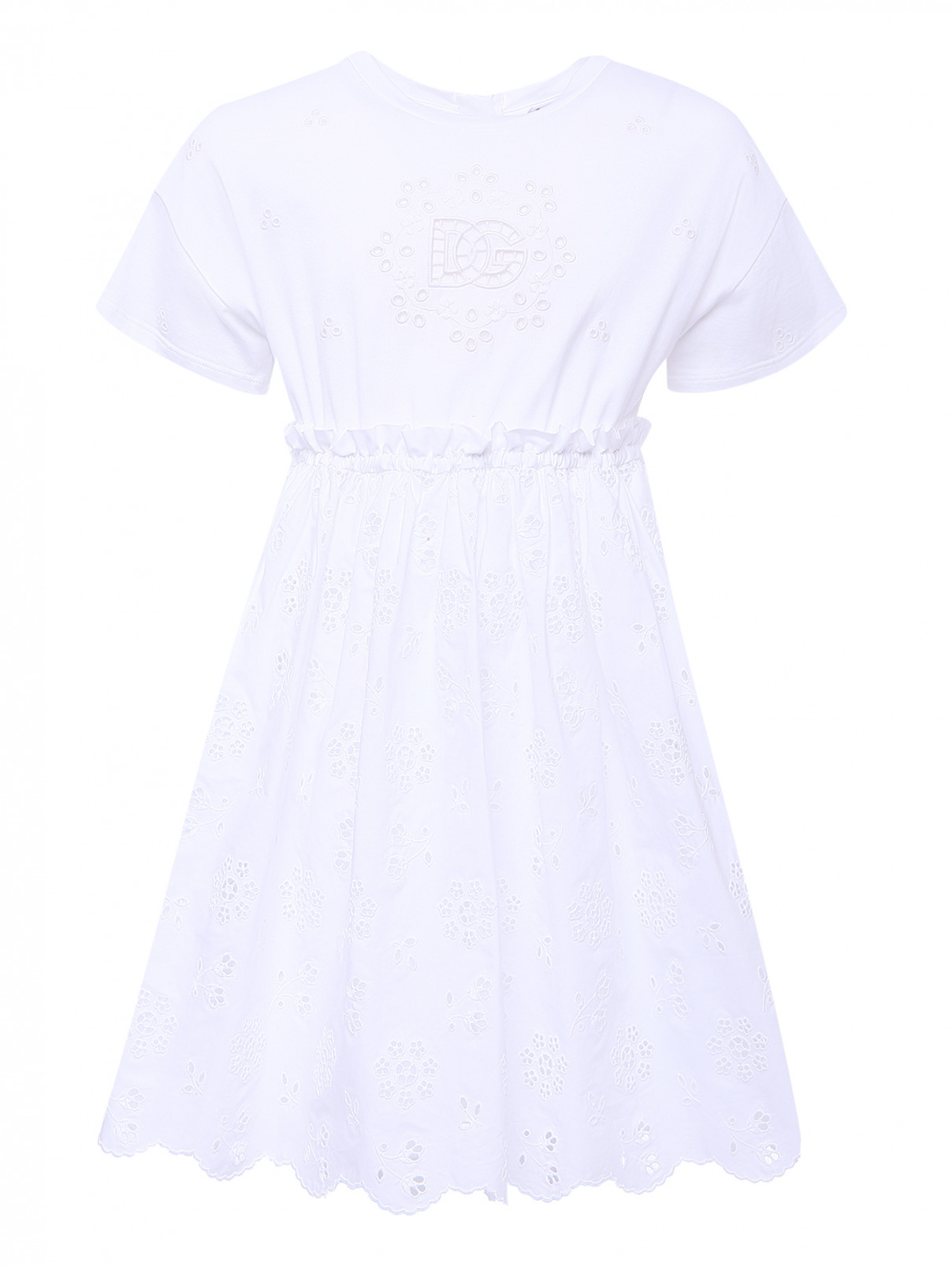 Хлопковое платье из шитья Dolce & Gabbana  –  Общий вид  – Цвет:  Белый