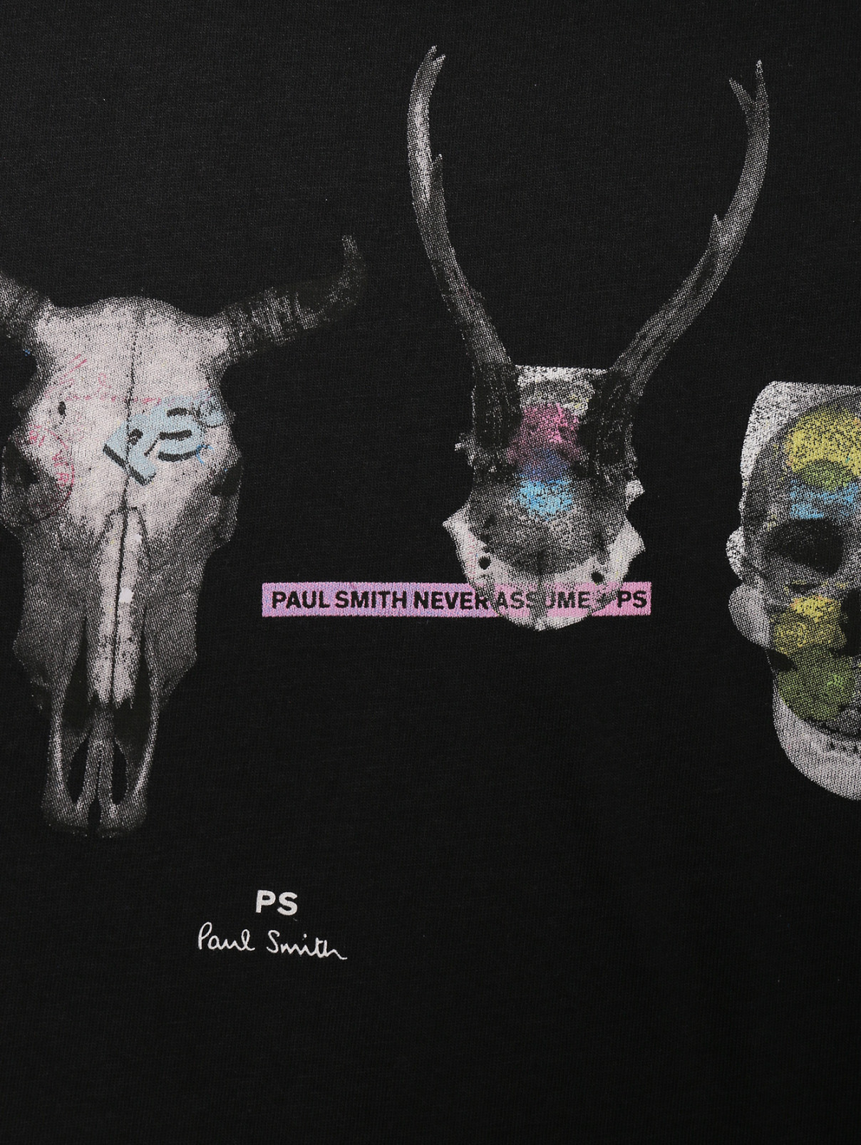 Футболка из хлопка с принтом Paul Smith  –  Деталь  – Цвет:  Черный