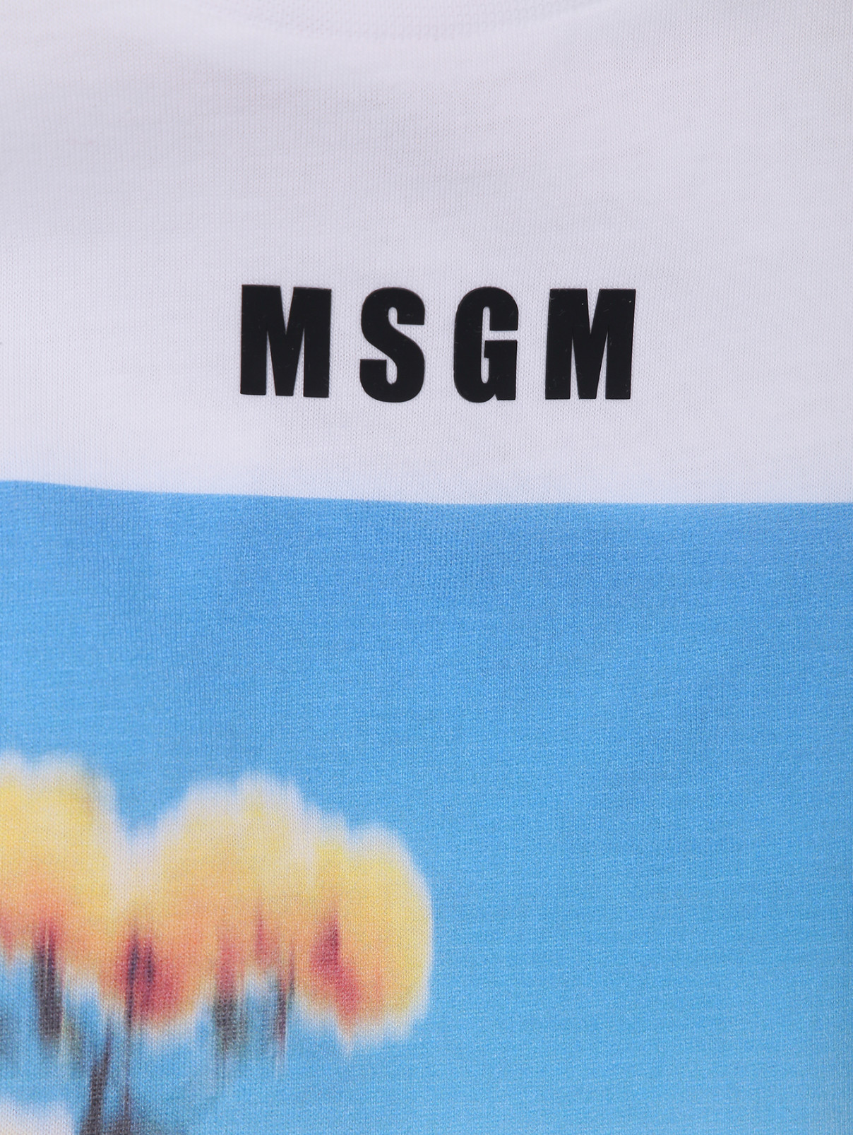 Хлопковая футболка с принтом MSGM  –  Деталь1  – Цвет:  Узор