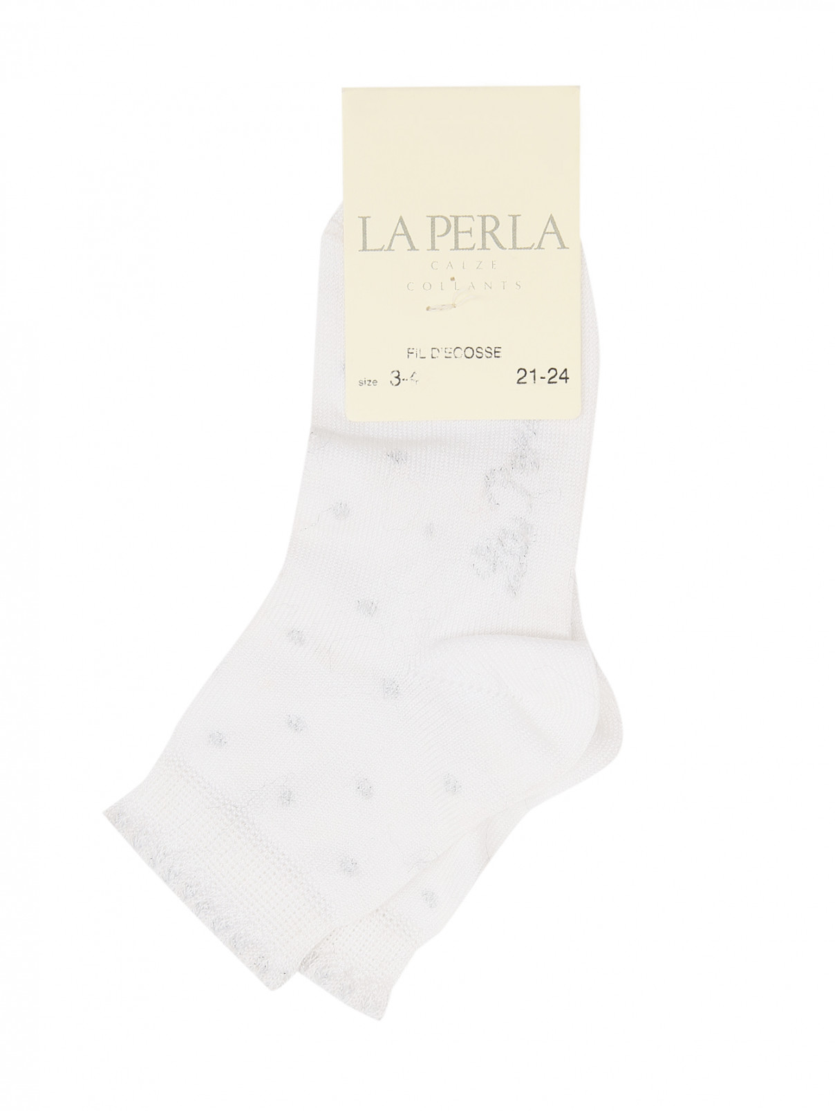 Носки из хлопка с узором "горох" La Perla  –  Общий вид  – Цвет:  Белый