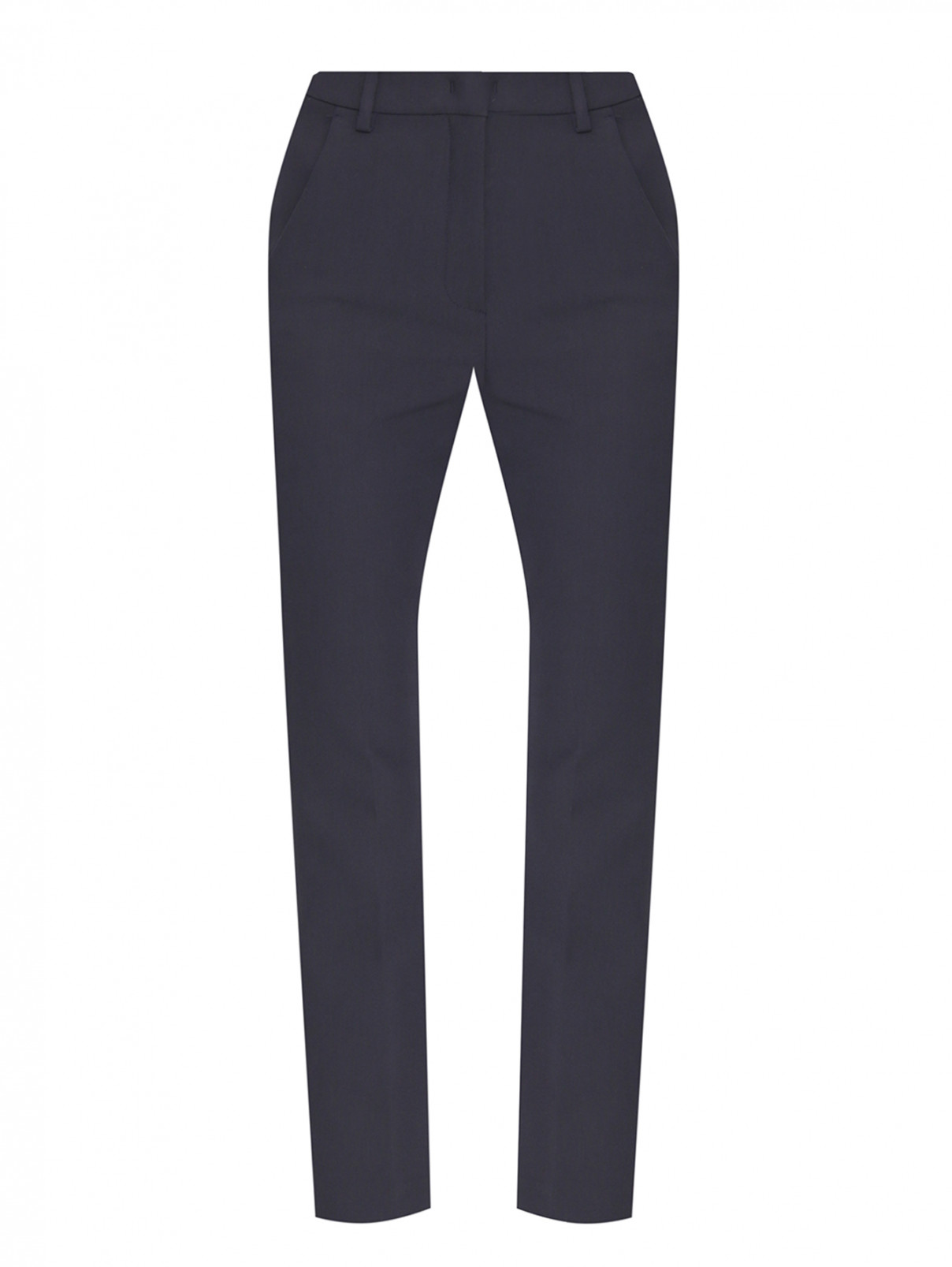 Однотонные брюки с карманами Weekend Max Mara  –  Общий вид  – Цвет:  Синий