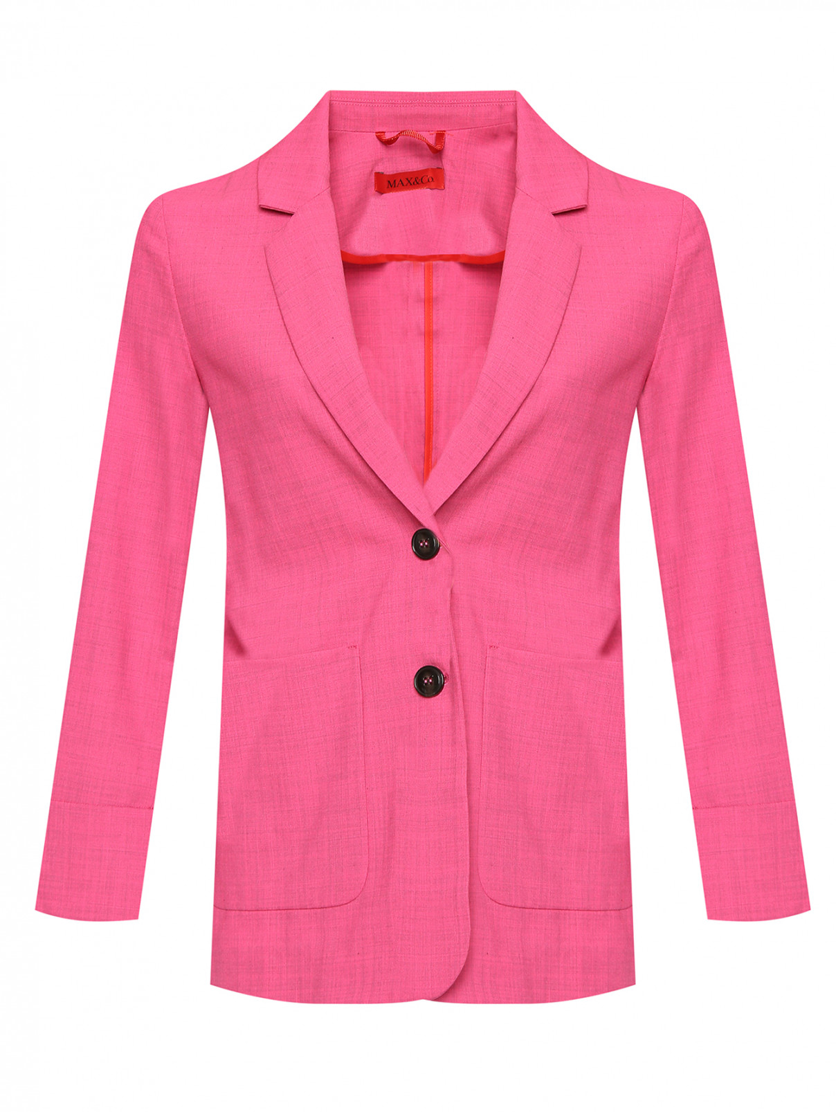 Однобортный жакет на пуговицах и накладными карманами Max&Co  –  Общий вид  – Цвет:  Розовый