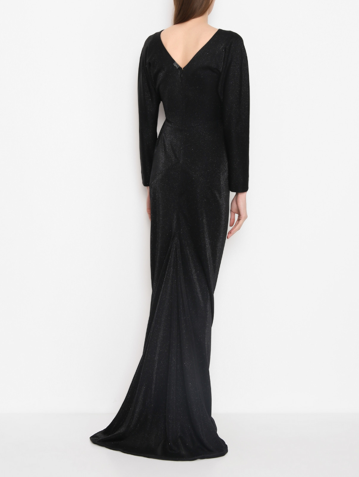 Платье-макси со сборкой Rhea Costa  –  МодельВерхНиз1  – Цвет:  Черный