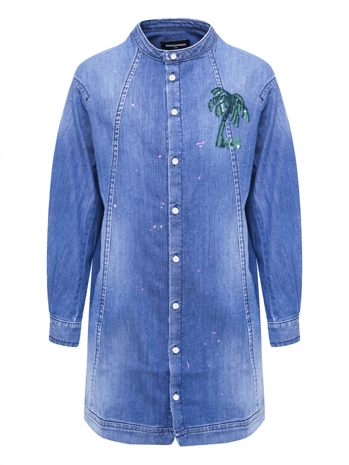 Платье-рубашка из денима Dsquared2  –  Общий вид  – Цвет:  Синий