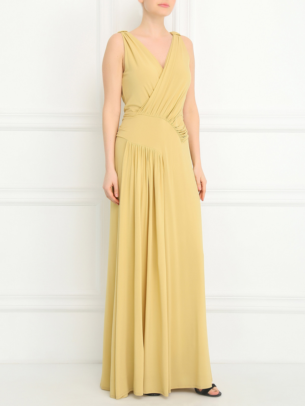 Платье-макси с драпировкой Alberta Ferretti  –  Модель Общий вид  – Цвет:  Желтый
