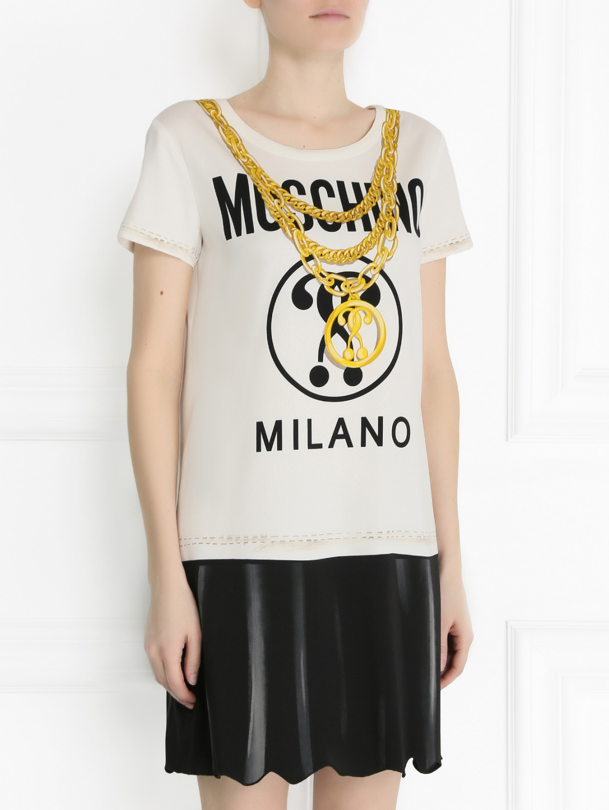 Платье прямого кроя с принтом Moschino Couture  –  Модель Верх-Низ  – Цвет:  Белый