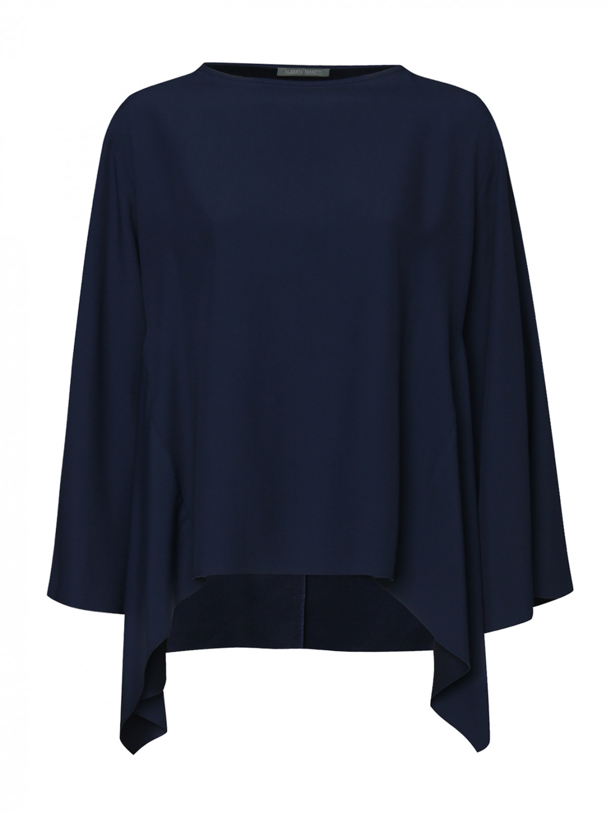Блуза с расклешенными рукавами и низом Alberta Ferretti  –  Общий вид  – Цвет:  Синий