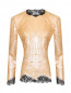 Блуза в пайетках, декорированная кружевом Ermanno Scervino  –  Общий вид