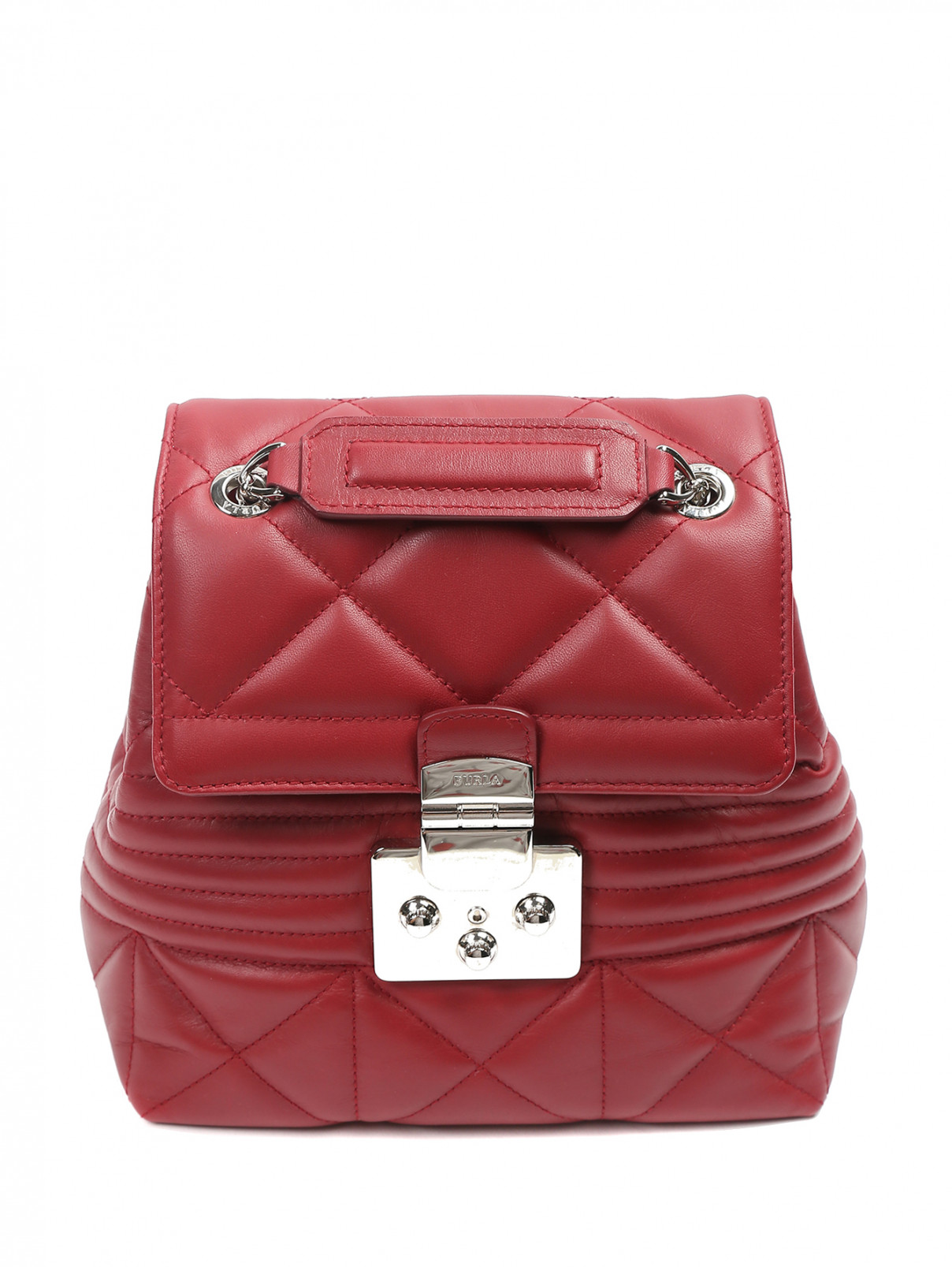 Рюкзак из кожи стеганый Furla  –  Общий вид  – Цвет:  Красный