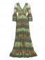 Платье-макси из шелка с узором и кружевной отделкой Etro  –  Общий вид
