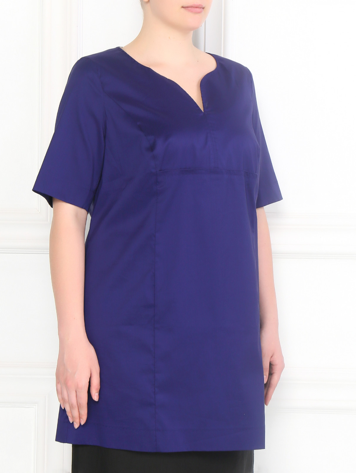 Блуза из хлопка Marina Rinaldi  –  Модель Верх-Низ  – Цвет:  Фиолетовый
