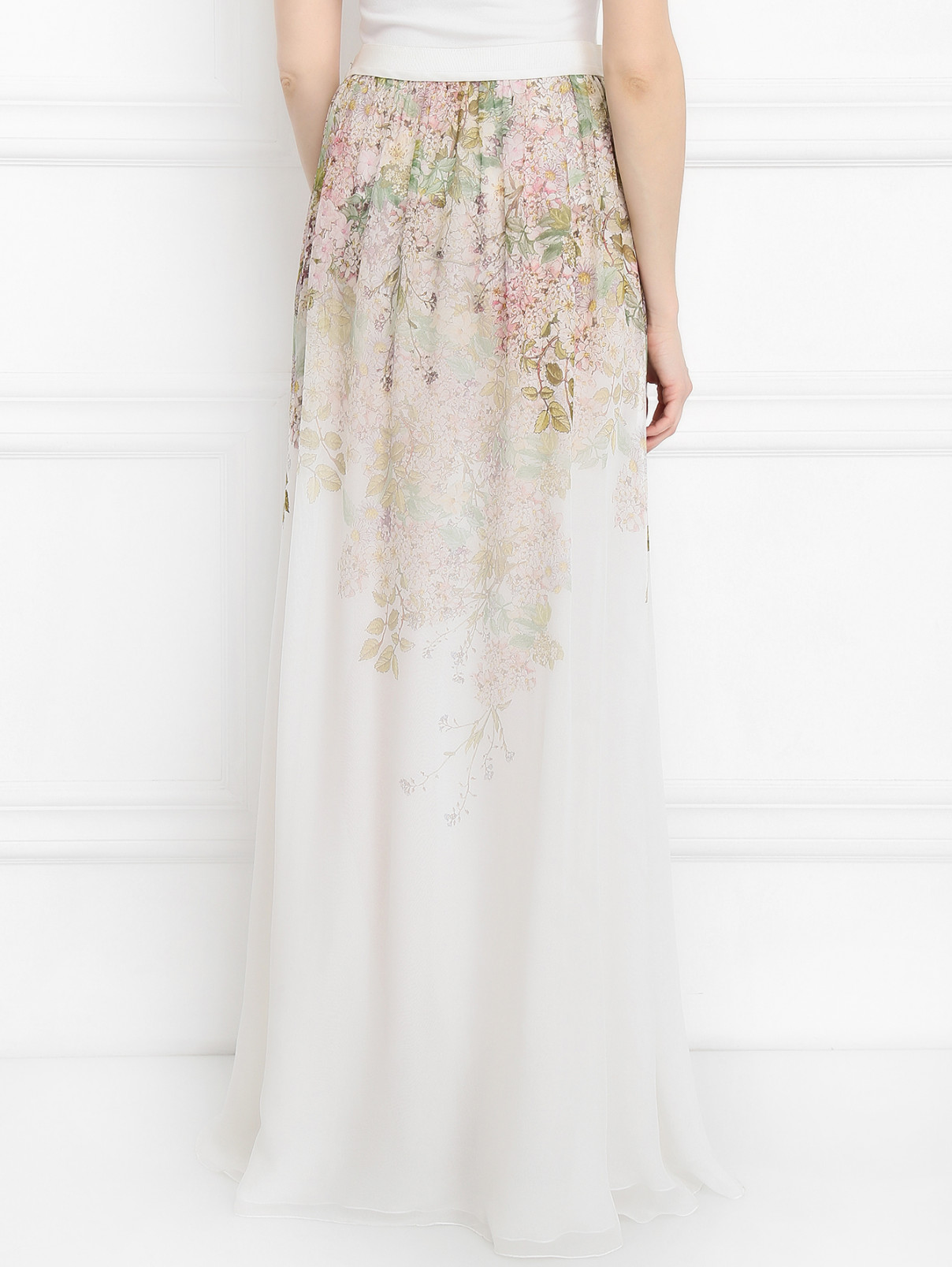 Юбка-макси из шелка с цветочным узором Giambattista Valli  –  Модель Верх-Низ1  – Цвет:  Белый
