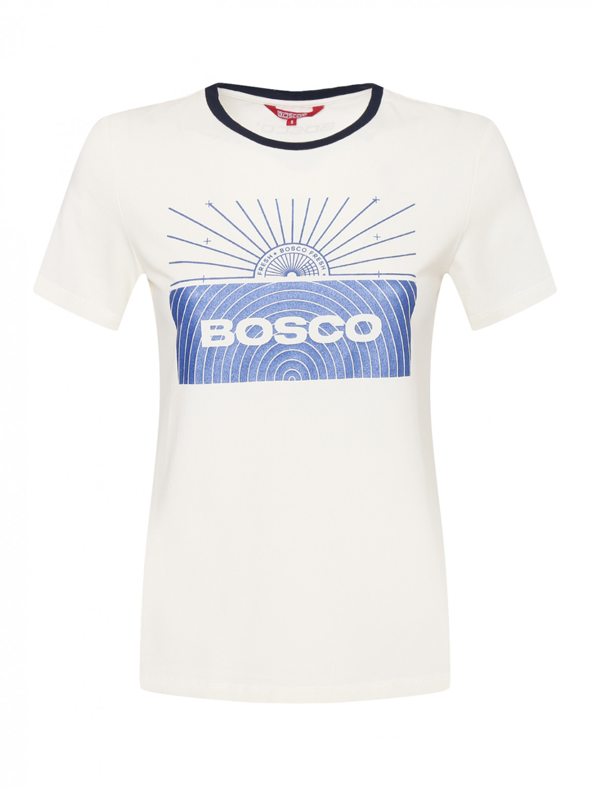 Футболка из хлопка с принтом BOSCO  –  Общий вид  – Цвет:  Белый