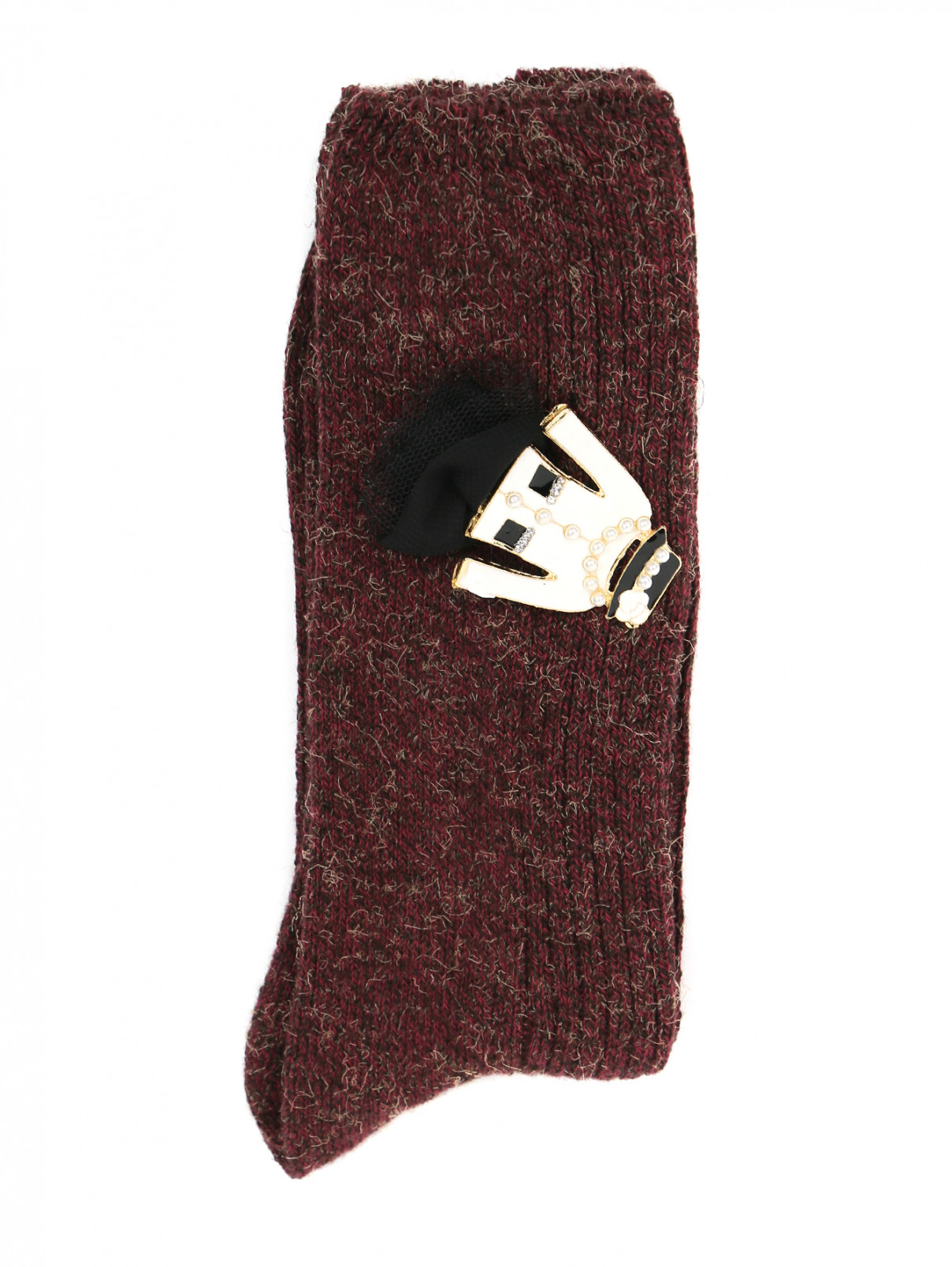 Носки из хлопка с аппликацией ALTO MILANO  –  Общий вид  – Цвет:  Красный