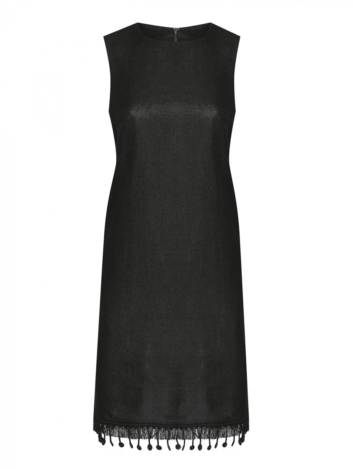 Платье-мини из смешанного льна Max Mara  –  Общий вид  – Цвет:  Черный