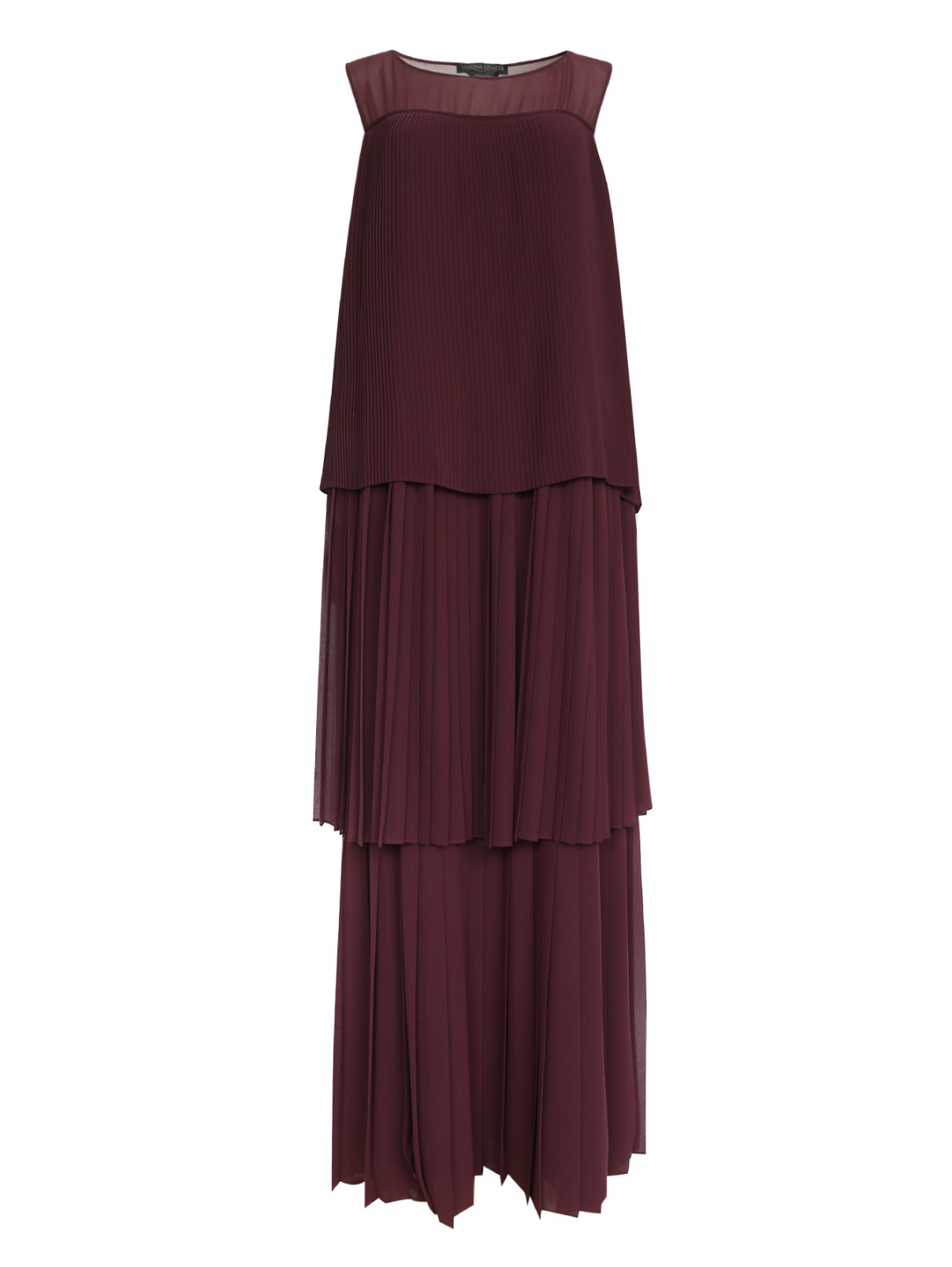 Платье многослойное из плиссированной ткани Marina Rinaldi  –  Общий вид  – Цвет:  Красный