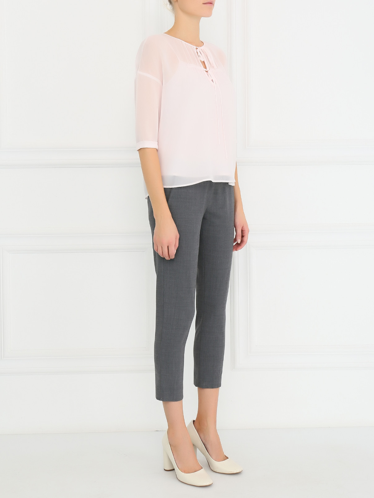 Блуза свободного кроя с драпировкой Max&Co  –  Модель Общий вид  – Цвет:  Розовый