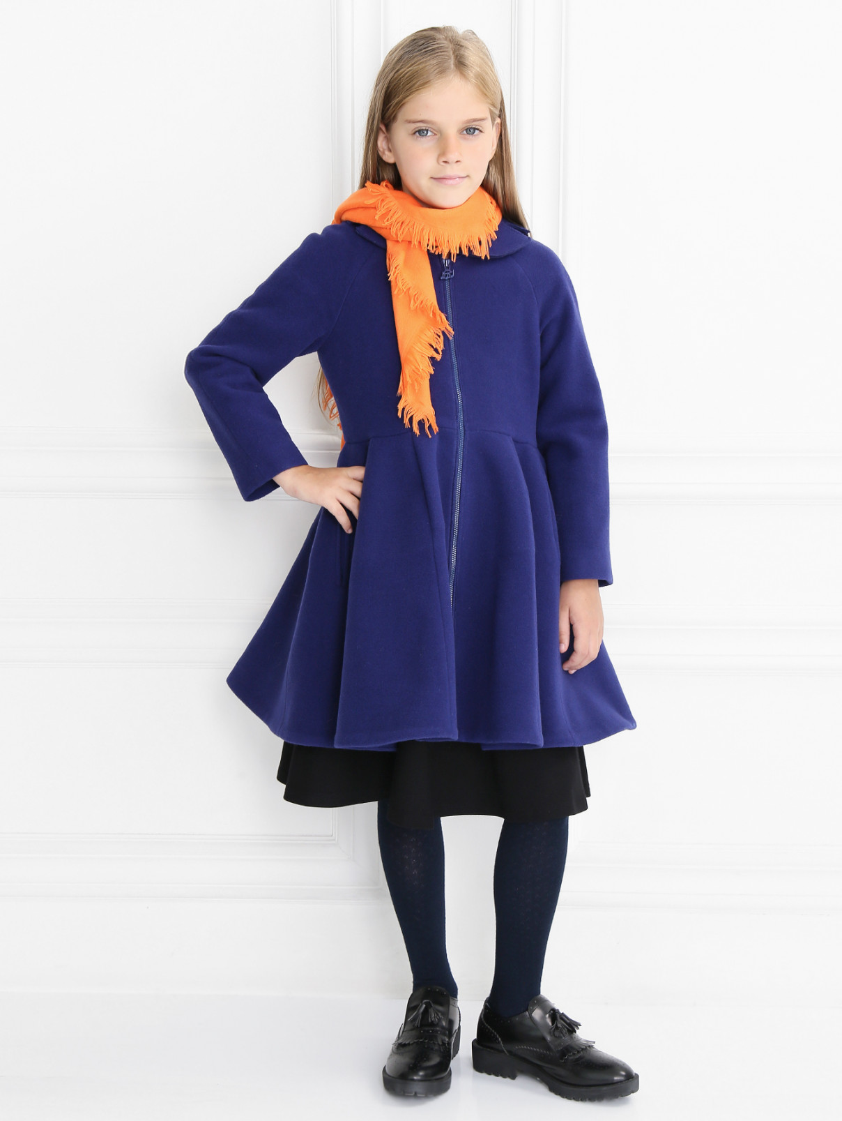 Пальто из шерсти с пышной юбкой MiMiSol  –  Модель Общий вид  – Цвет:  Синий