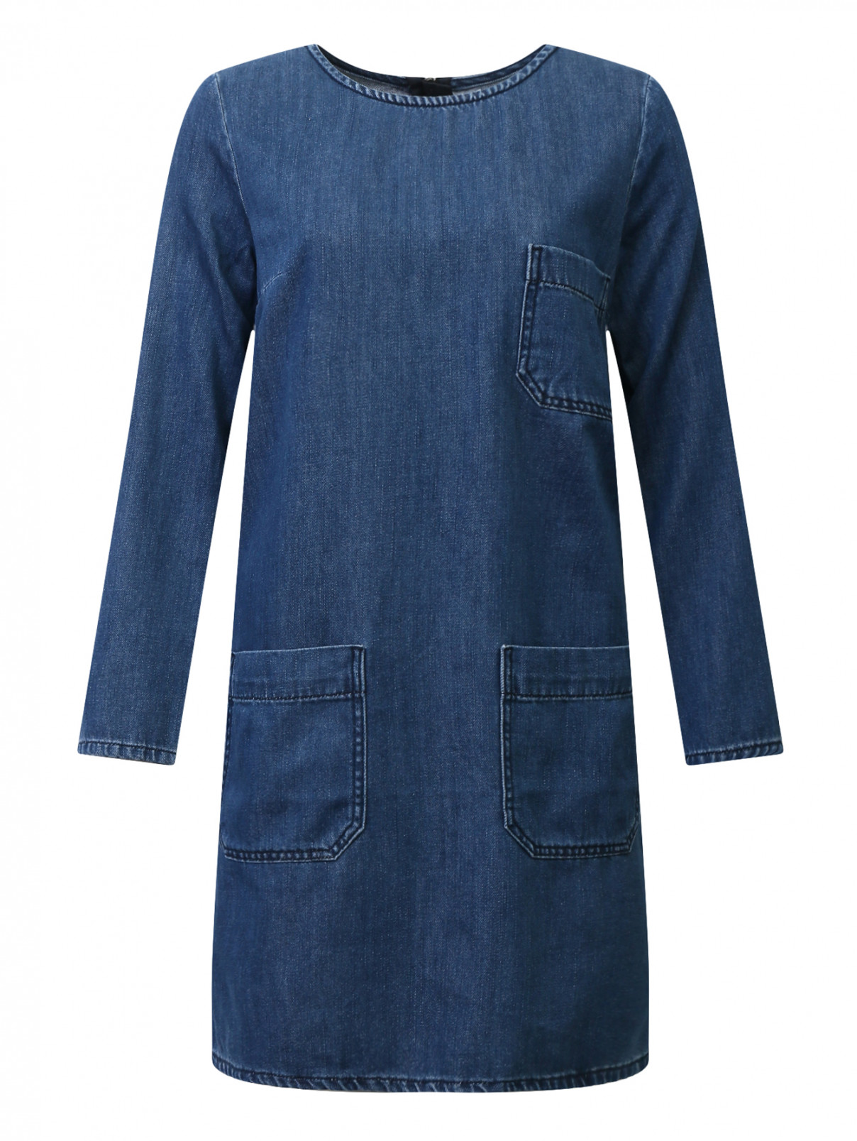 Платье из денима с накладными карманами CLOSED  –  Общий вид  – Цвет:  Синий