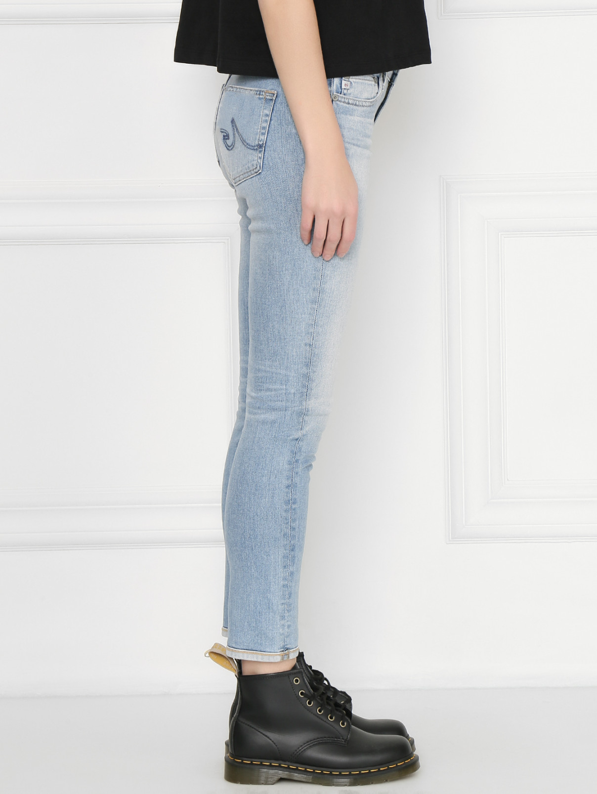 Узкие джинсы с потертостями AG Jeans  –  МодельВерхНиз2  – Цвет:  Синий