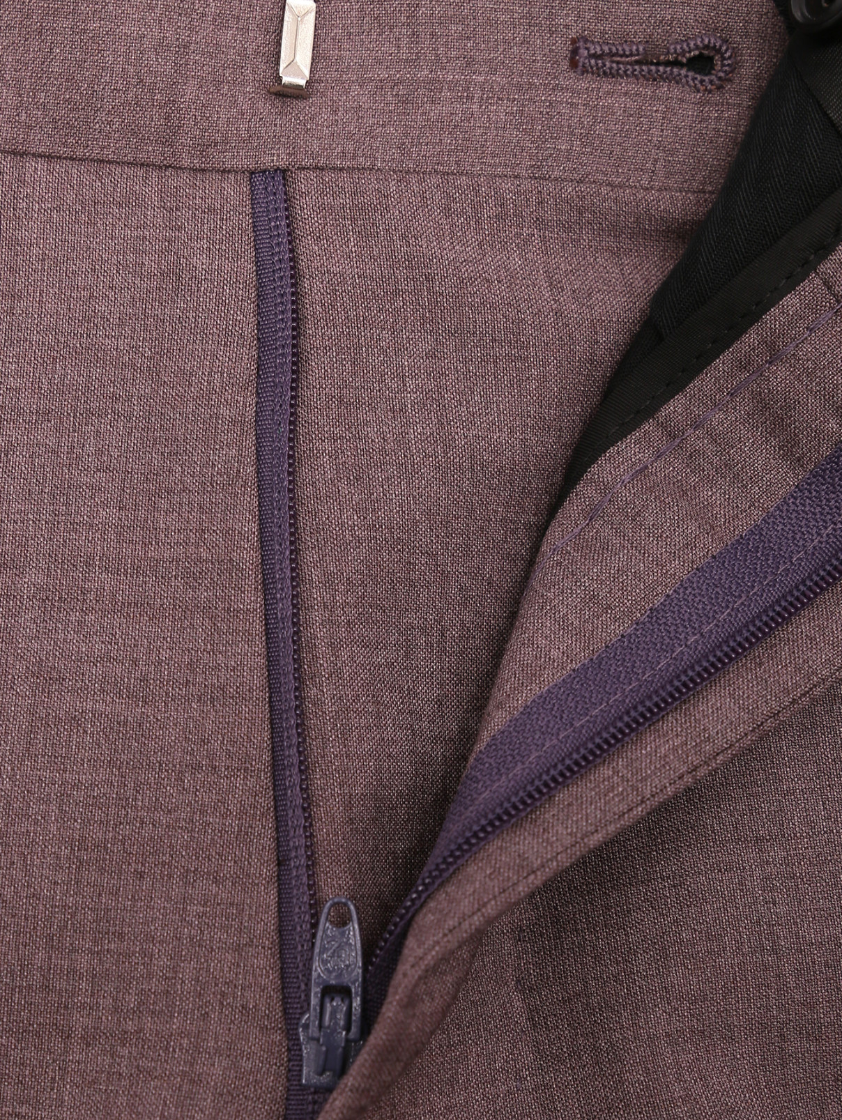 Брюки из шерсти прямого кроя с карманами Belvest  –  Деталь1  – Цвет:  Фиолетовый