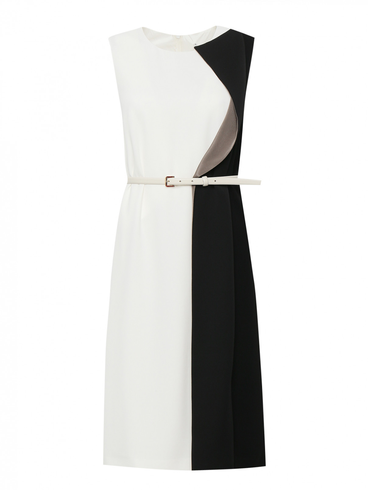 Платье асимметричного кроя с контрастной вставкой Max Mara  –  Общий вид  – Цвет:  Белый