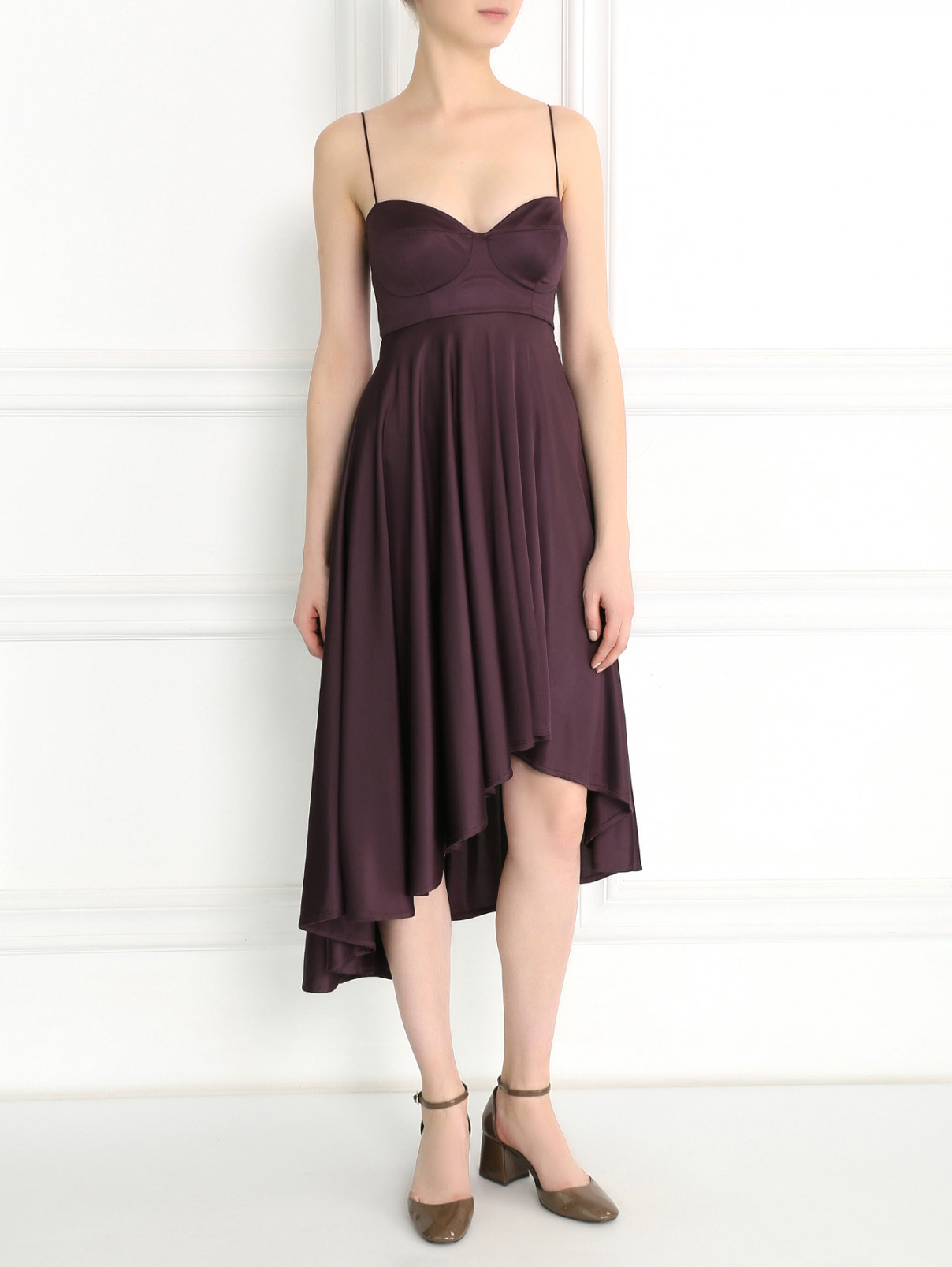 Платье-миди на тонких бретелях Mariella Burani  –  Модель Общий вид  – Цвет:  Фиолетовый