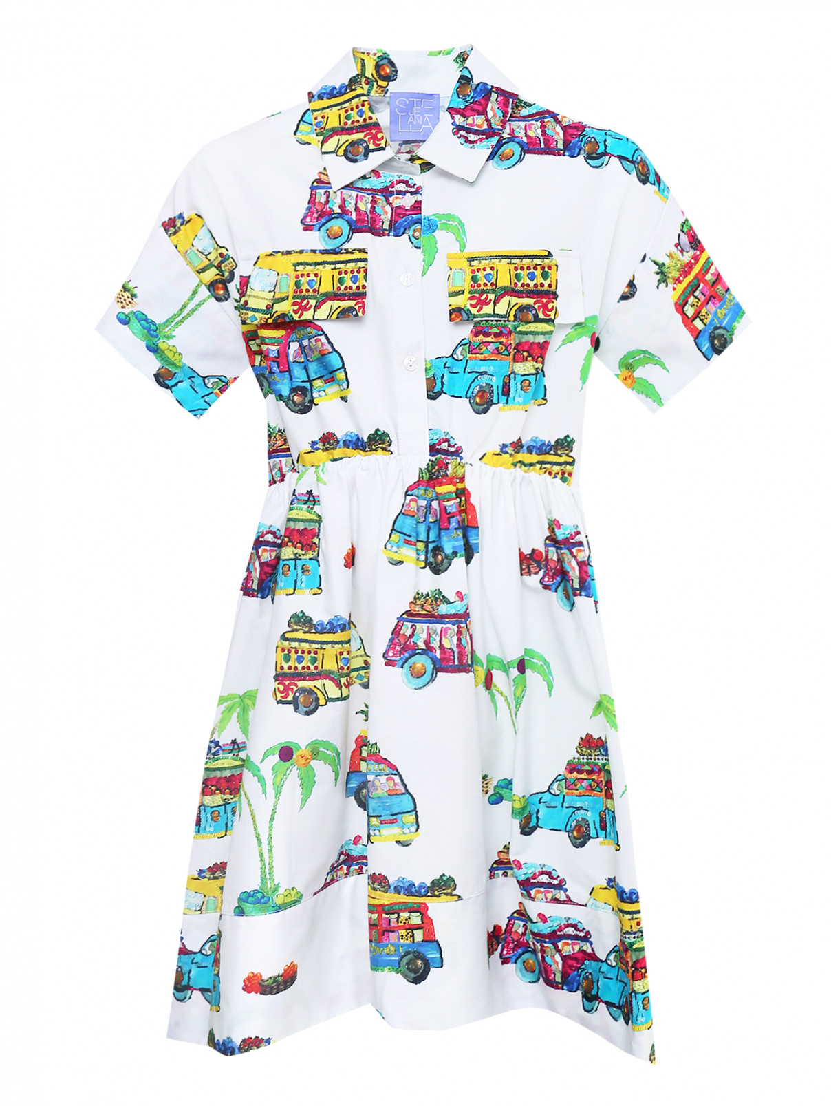 Платье-рубашка с узором Stella Jean  –  Общий вид  – Цвет:  Мультиколор