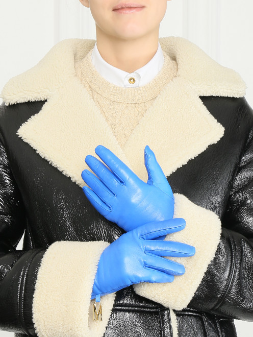 Перчатки из гладкой кожи с металлической фурнитурой Moschino - МодельОбщийВид