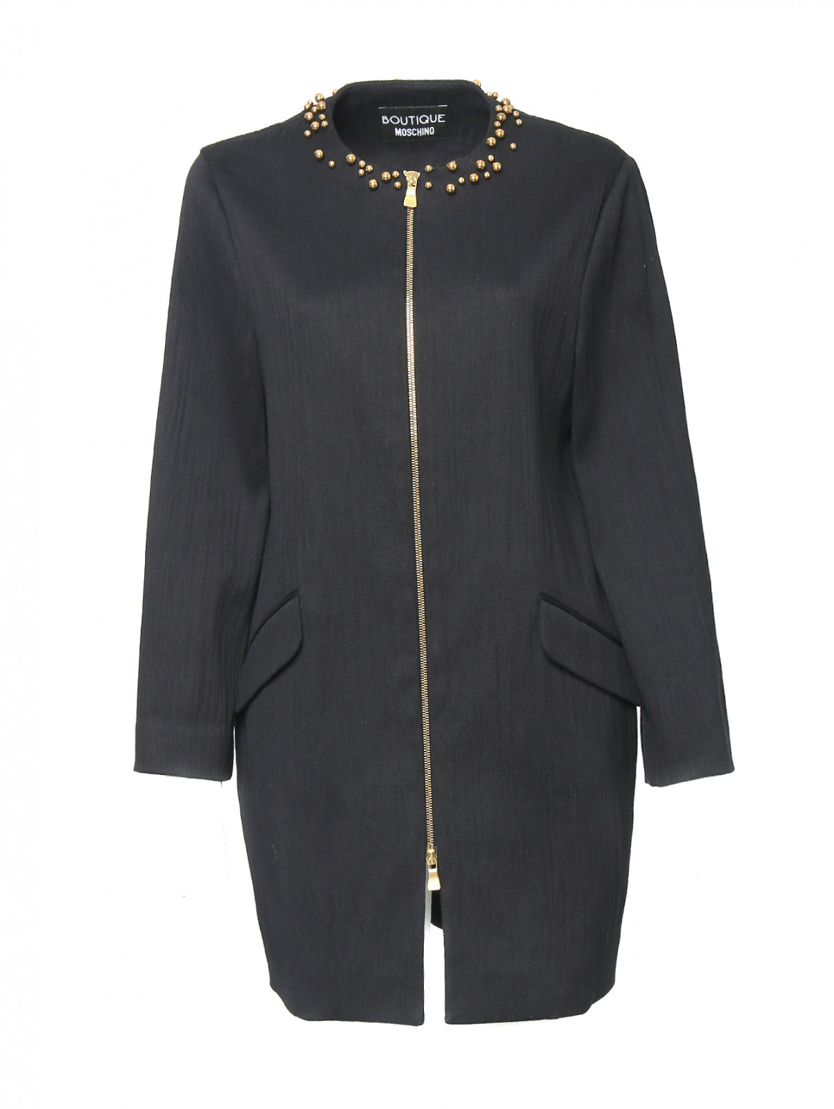 Пальто из хлопка на молнии Moschino Boutique  –  Общий вид  – Цвет:  Черный