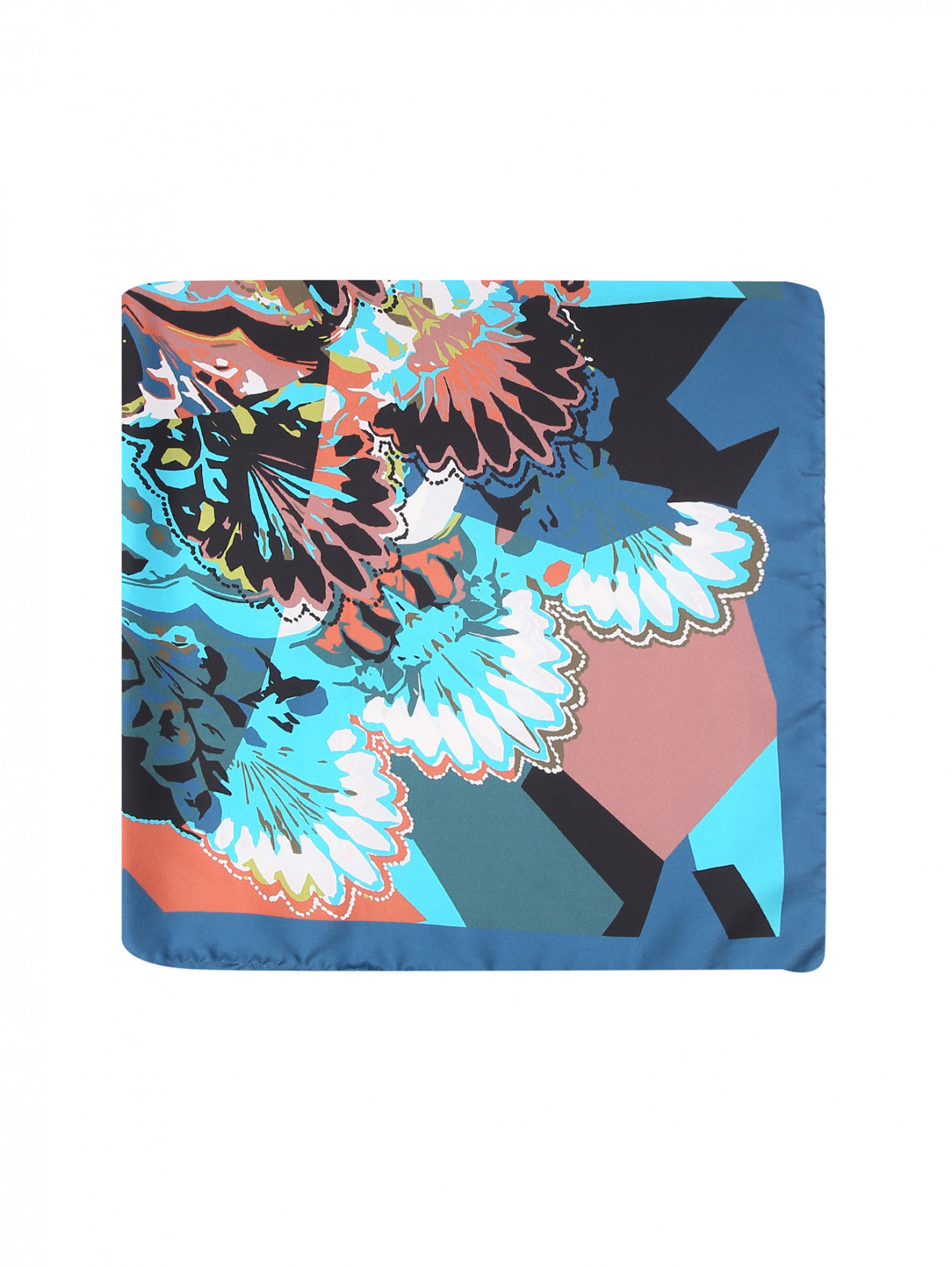 Платок из шелка с узором Marina Rinaldi  –  Общий вид  – Цвет:  Синий