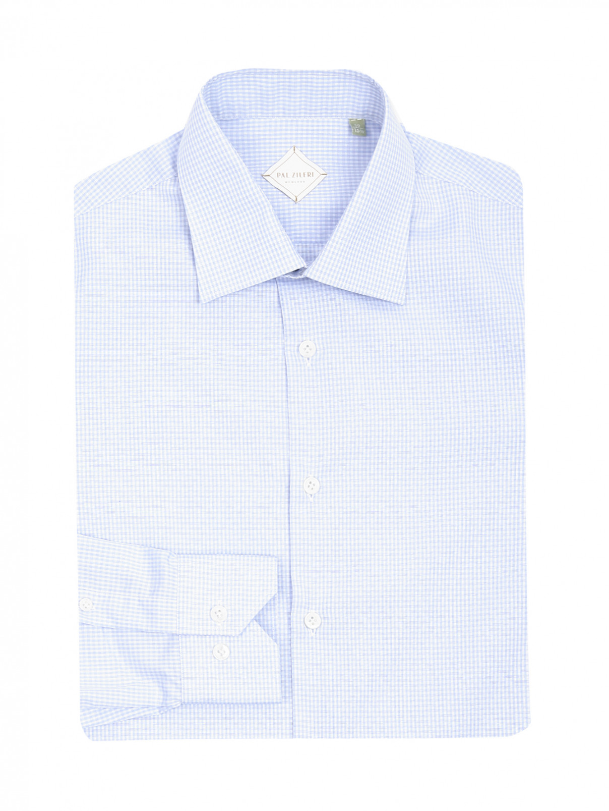 Рубашка из хлопка с узором "клетка" Pal Zileri  –  Общий вид  – Цвет:  Синий