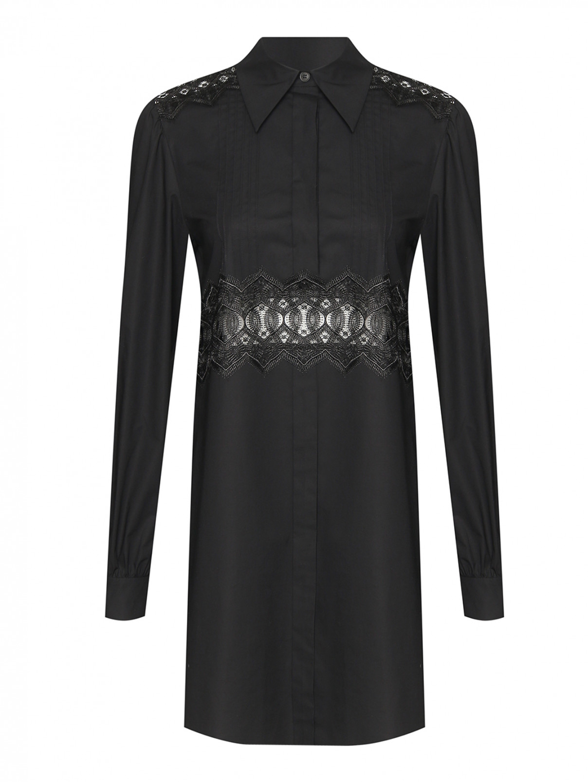 Платье-мини с вышивкой Alberta Ferretti  –  Общий вид  – Цвет:  Черный