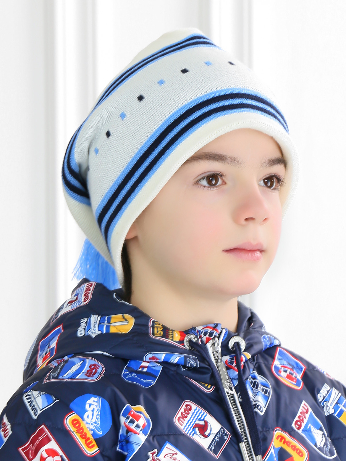 Трикотажная шапка с кисточкой BOSCO  –  Модель Общий вид  – Цвет:  Синий
