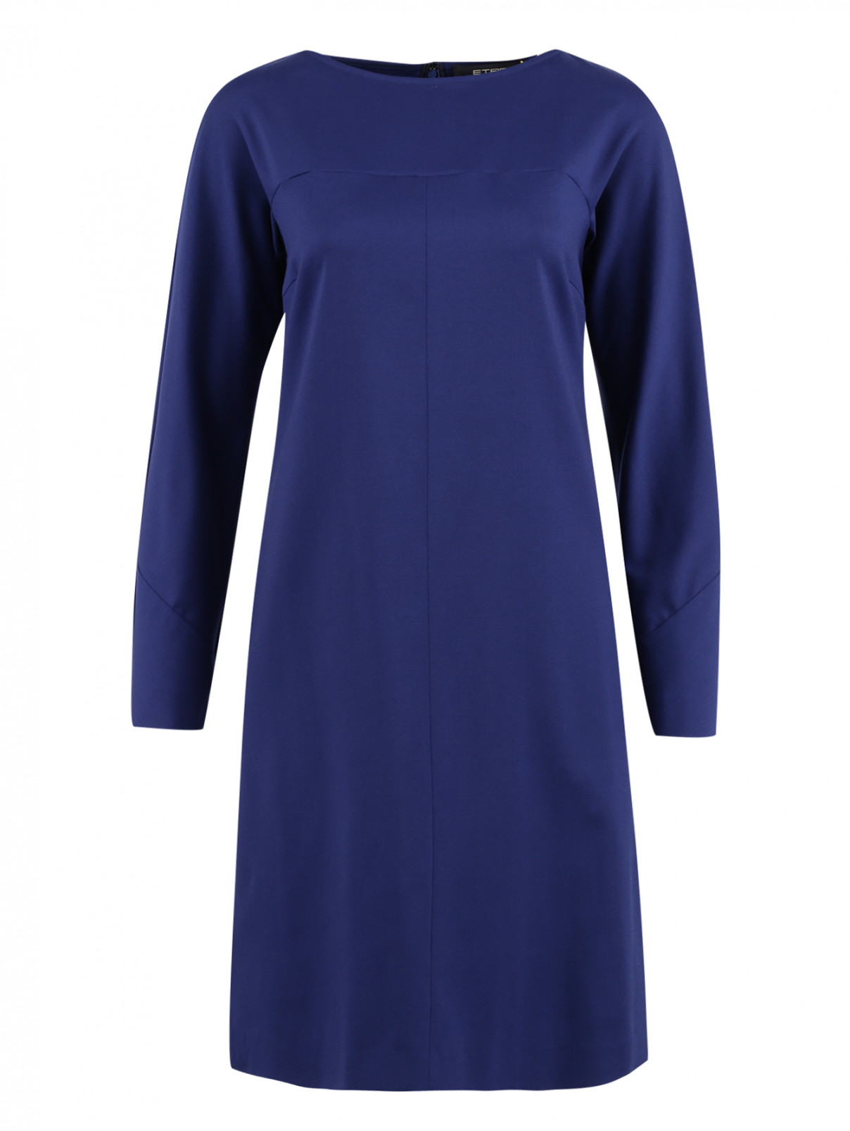 Однотонное платье-мини из шерсти Etro  –  Общий вид  – Цвет:  Синий