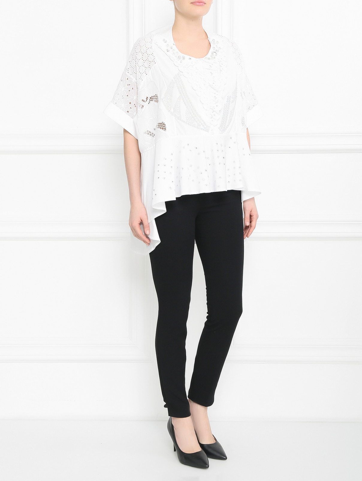 Блуза из хлопка асимметричного кроя с декором Antonio Marras  –  Модель Общий вид  – Цвет:  Белый
