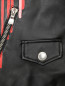 Кожаная куртка на молнии с цветочным принтом Moschino Boutique  –  Деталь