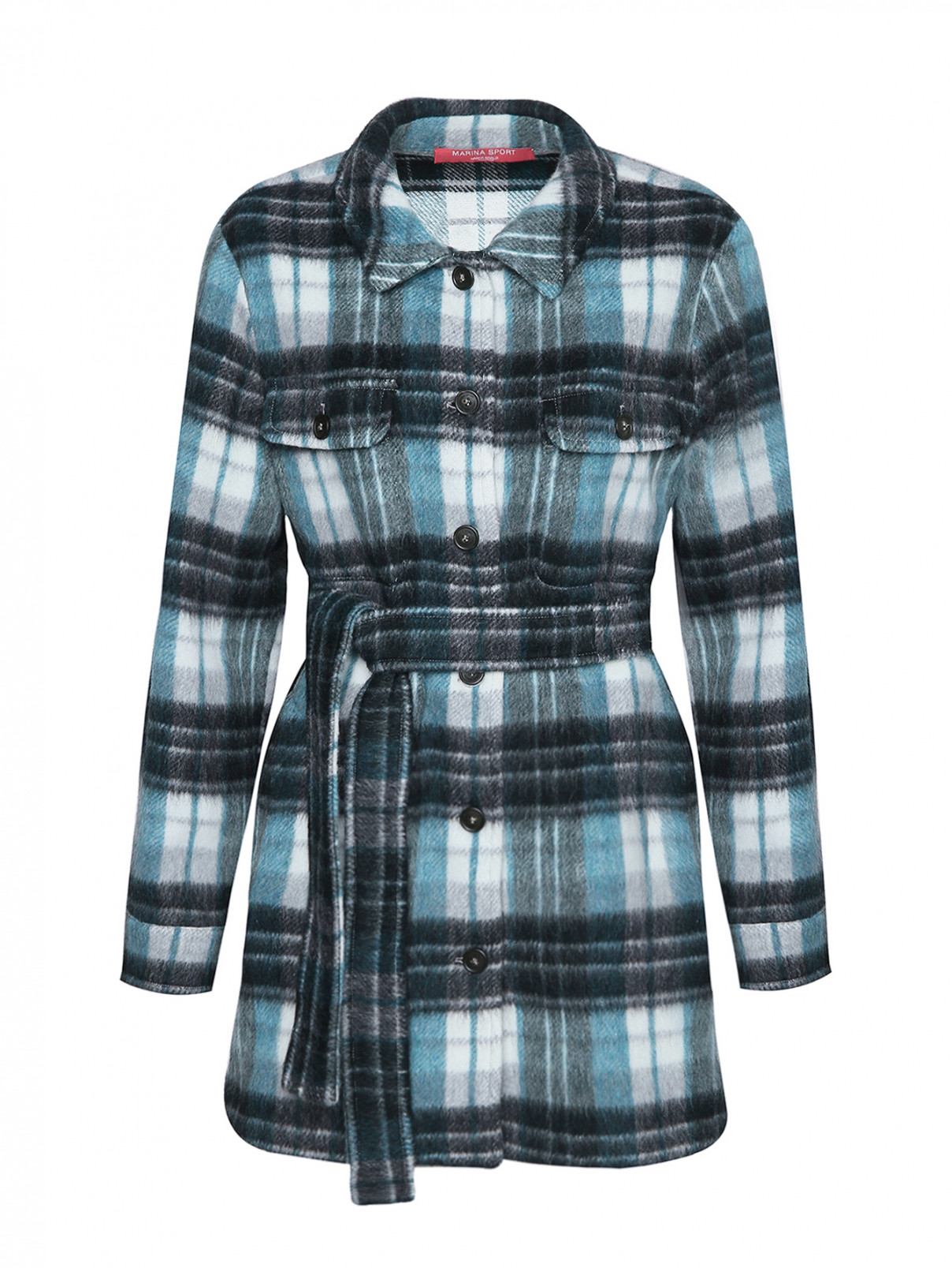 Рубашка-пальто из шерсти с узором "клетка" Marina Rinaldi  –  Общий вид  – Цвет:  Мультиколор