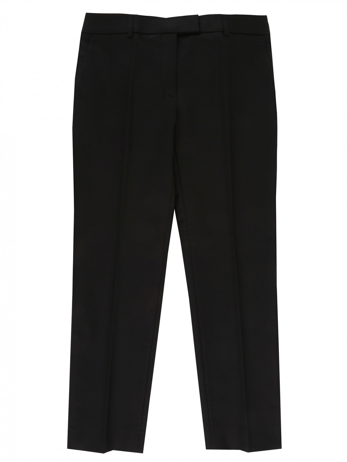 Укороченные прямые брюки из хлопка Moschino Cheap&Chic  –  Общий вид  – Цвет:  Черный