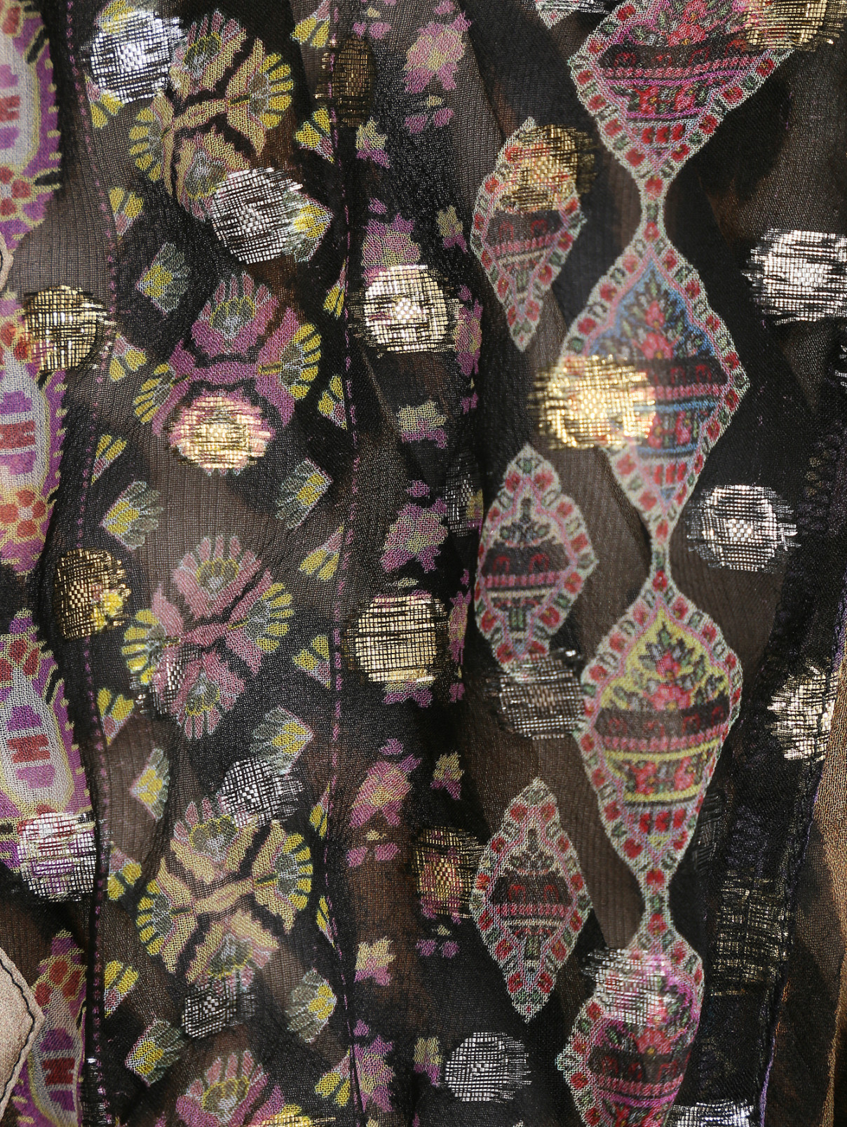 Блуза из шелка с анималистичным узором Etro  –  Деталь1  – Цвет:  Коричневый