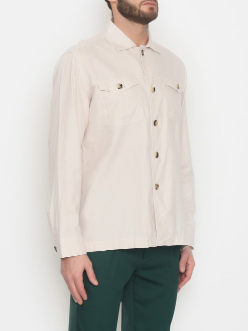 Рубашка из смешанного хлопка с накладными карманами Giampaolo - МодельВерхНиз