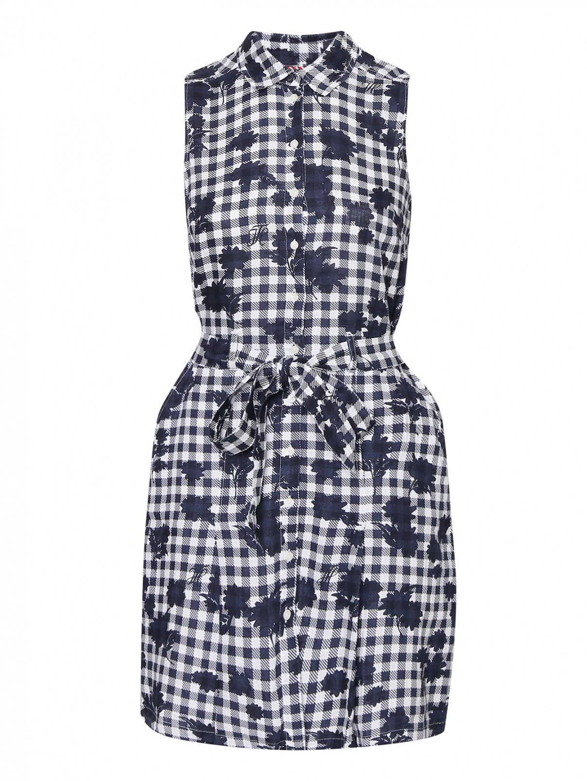 Платье-мини из льна с узором Tommy Hilfiger  –  Общий вид  – Цвет:  Узор