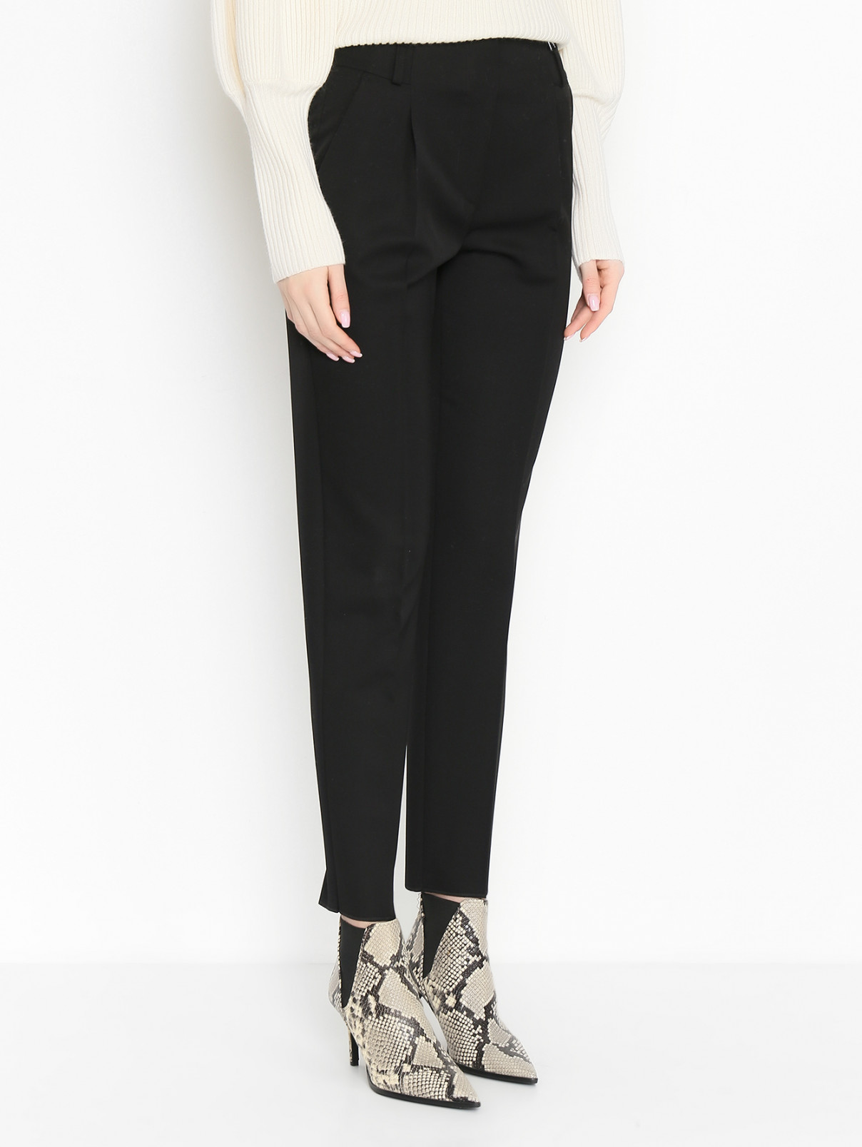 Укороченные брюки из шерсти Max Mara  –  МодельВерхНиз  – Цвет:  Черный