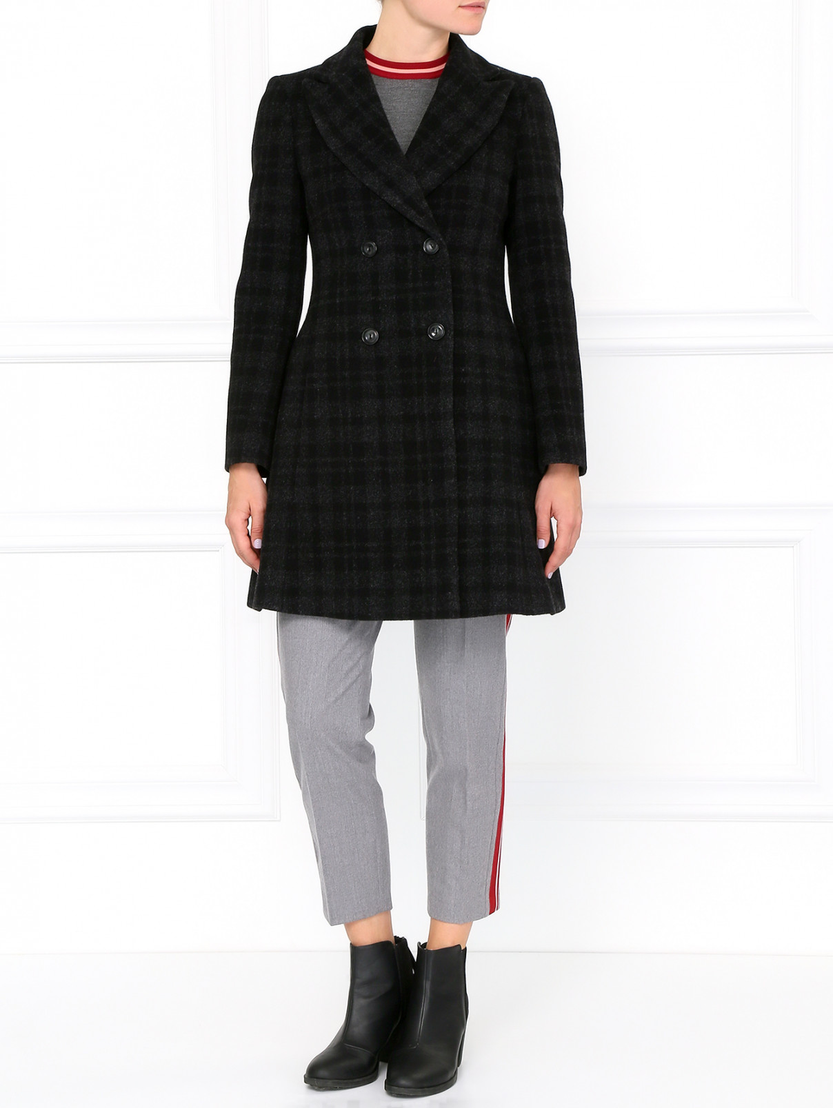 Двубортное пальто с боковыми карманами Isola Marras  –  Модель Общий вид  – Цвет:  Черный
